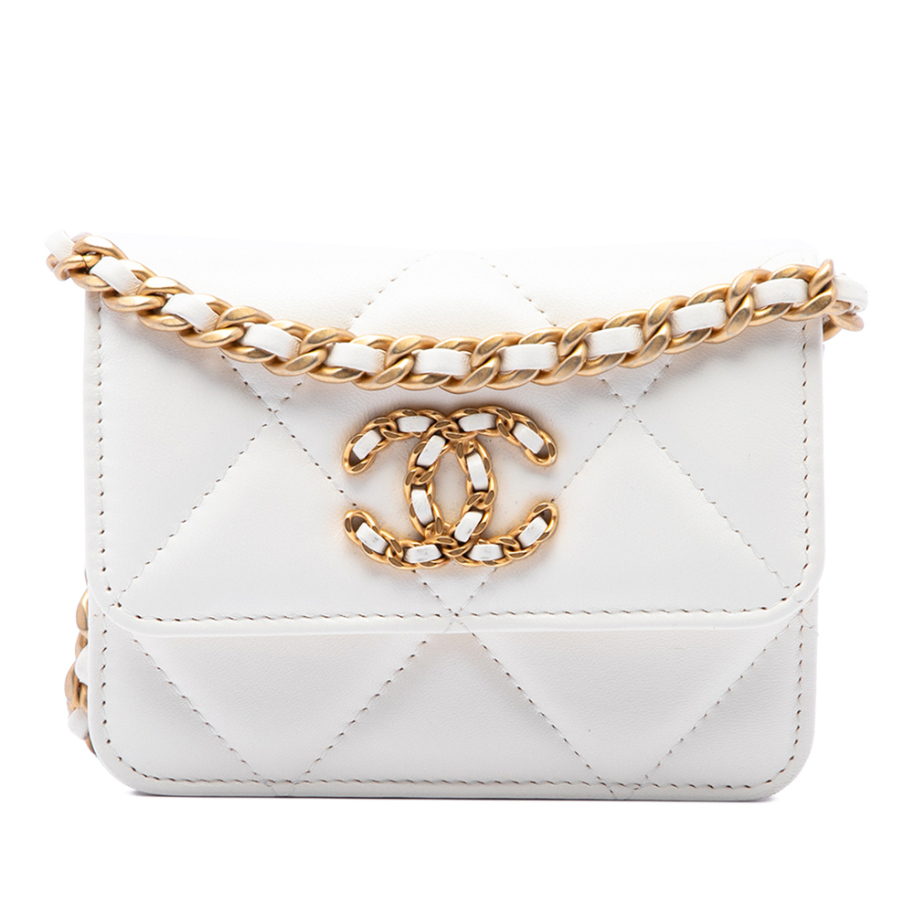 Pre-Loved Chanel Quilted Lambskin 19 Flap Coin Purse With Chain